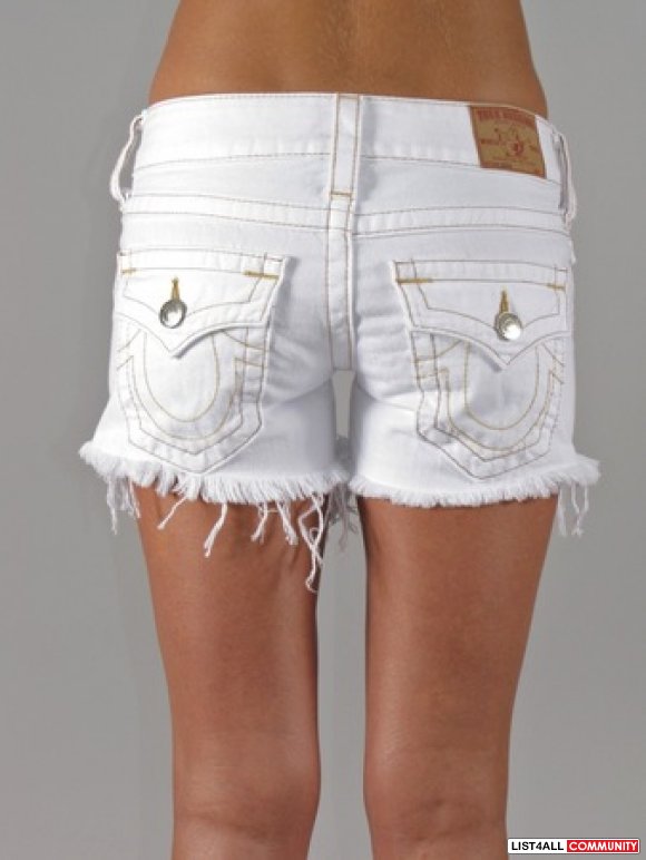 all white true religion shorts