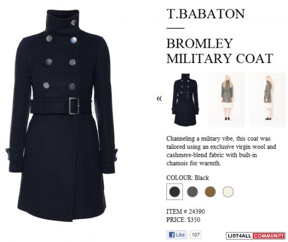 TALULA BABATON Ivory Bromley Wool Cashmere Coat Jacket S/M