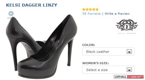 KELSI DAGGER Black Leather Linzy 5" Heels with 1.25" Platform Pumps 8