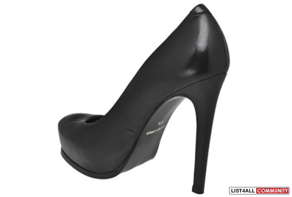 KELSI DAGGER Black Leather Linzy 5" Heels with 1.25" Platform Pumps 8