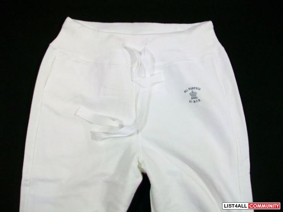 NEW! Cotton Crop/Capri Lounge Sweat Pants White Women's S/M