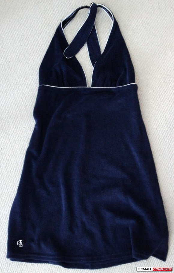 POLO Ralph Lauren Navy Blue Terry Halter Bikini Cover-up Dress S