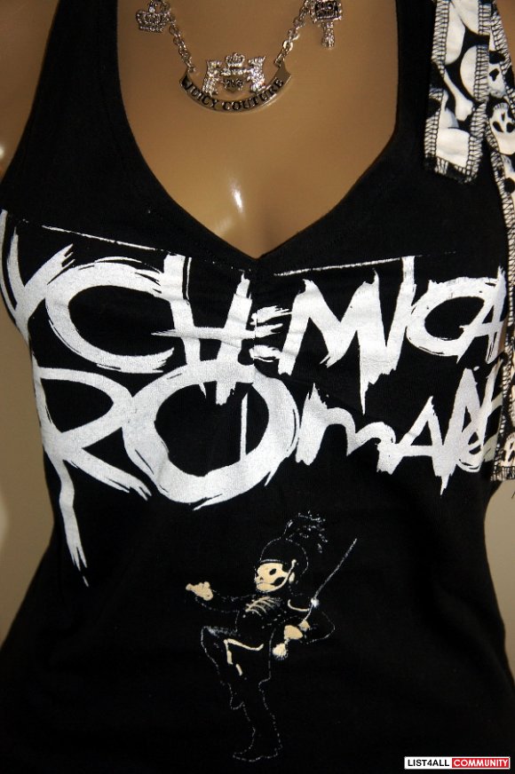 MY CHEMICAL ROMANCE Black Halter DIY Tunic Top Shirt S/M