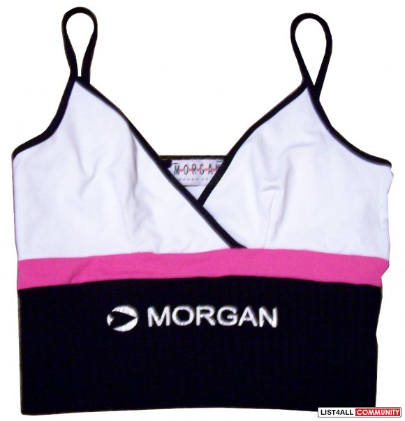MORGAN White, Pink + Black Sexy Silk/Knit Tank Top Womens S