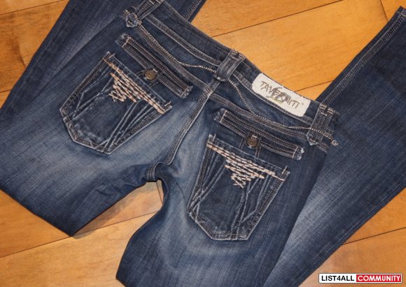 TAVERNITI SO Low Rise Janis 3D Punk Bootcut Jeans Womens 27/28