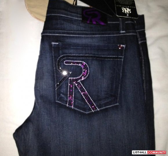 ROCK & REPUBLIC Swarovski Crystal R Pocket Designer Jeans 27