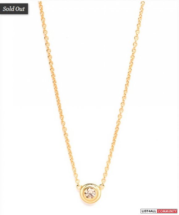 GORJANA Designer Gold+Crystal/Diamond Solitaire Charm Necklace