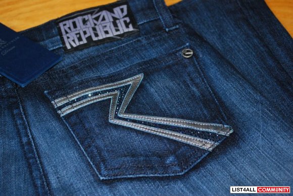 NEW! ROCK & REPUBLIC Demure Flex Crystal Pocket Jeans 27