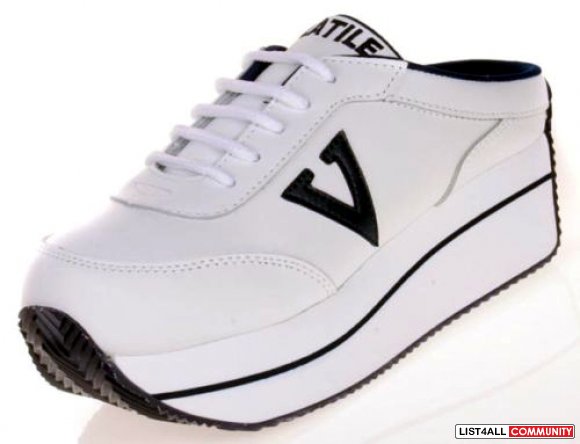 VOLATILE White Leather Platform Wedge Sneakers/Shoes 7.5