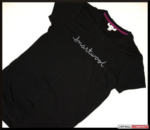 SMARTWOOL Logo MERINO WOOL Black Tee Shirt Women's M/L