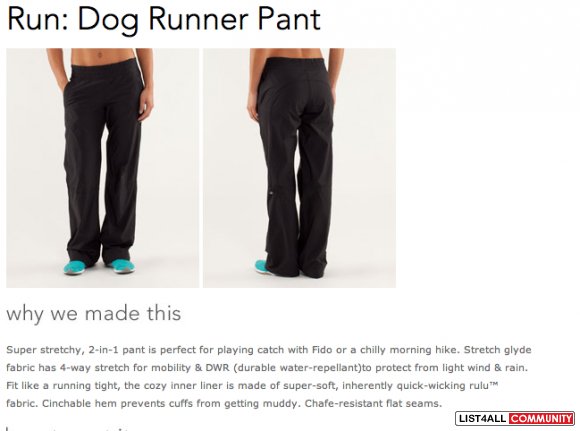 LULULEMON RUN: Dog Runner Pants Lined w/ Rulu Tights BLACK 6