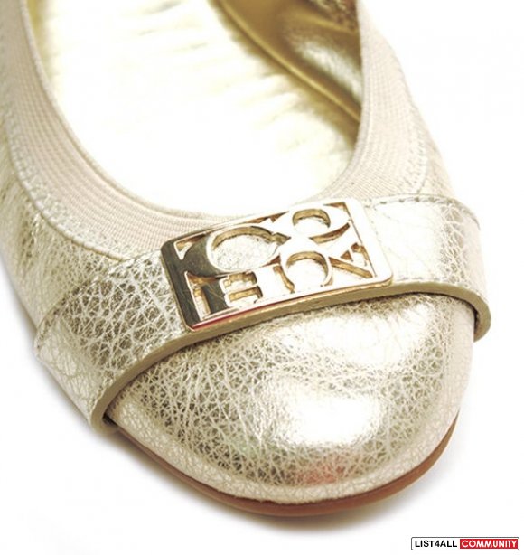 coach gold ballet flats