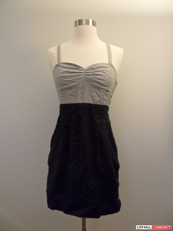 aritzia - wilfred grey/black colorblock dress w/ side zipper