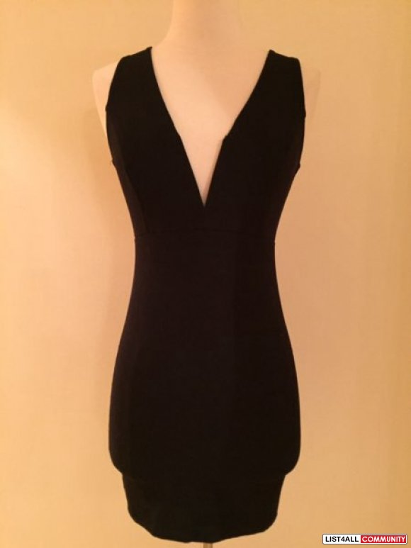 lulu's black fitted backless dress