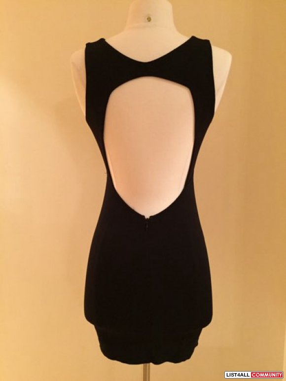 lulu's black fitted backless dress