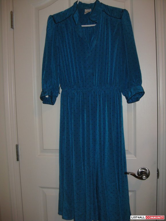 Vintage - Blue spotted dress (Medium)