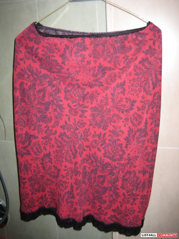 Red Flower Print Skirt