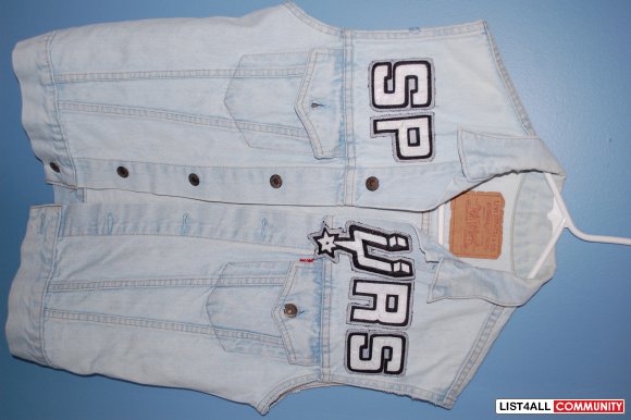 "San Antonio Spurs" inspired custom Levis Jean Vest- Size Medium