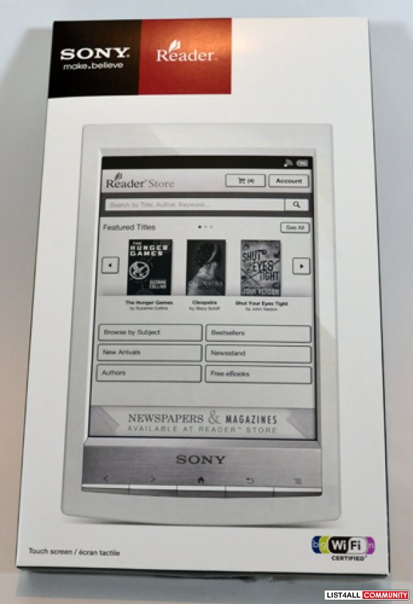 Sony Ereader Touch Screen Wifi PRS-T1 Brand New Silver