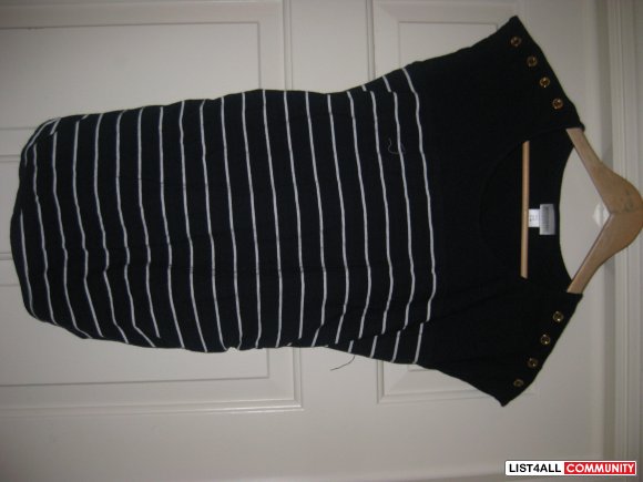 Navy Blue with White Stipe Naudical T-Shirt - Motherhood Maternity