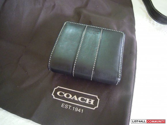 SOLD Black Leather Coach Swingpack and Wallet