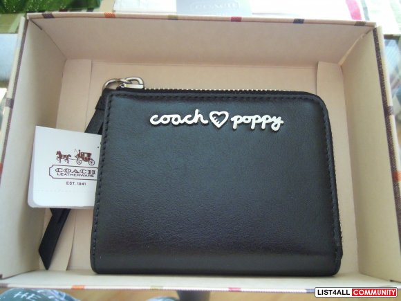 Black Leather Coach Poppy Wallet