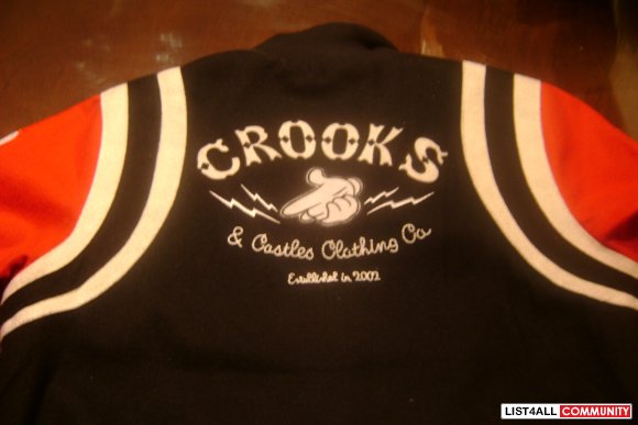 CROOKS AND CASTLES LETTERMAN SIZE SMALL FOR CHEAP