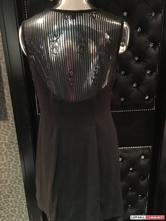 Betsey Johnson Black Dress with lace Detail Size Large