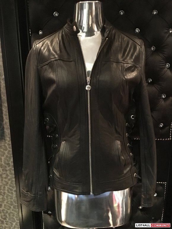 Betsey Johnson Leather Jacket Size Large (would fit 8-10)
