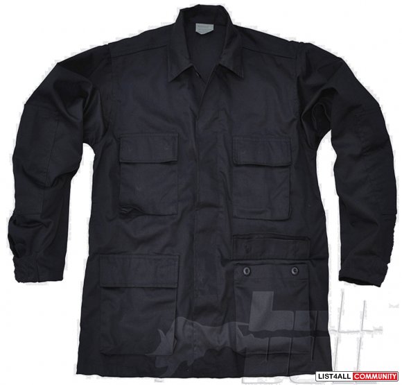 Men's BDU Military RipStop Black Long Sleeve Army Fatigue Jacket