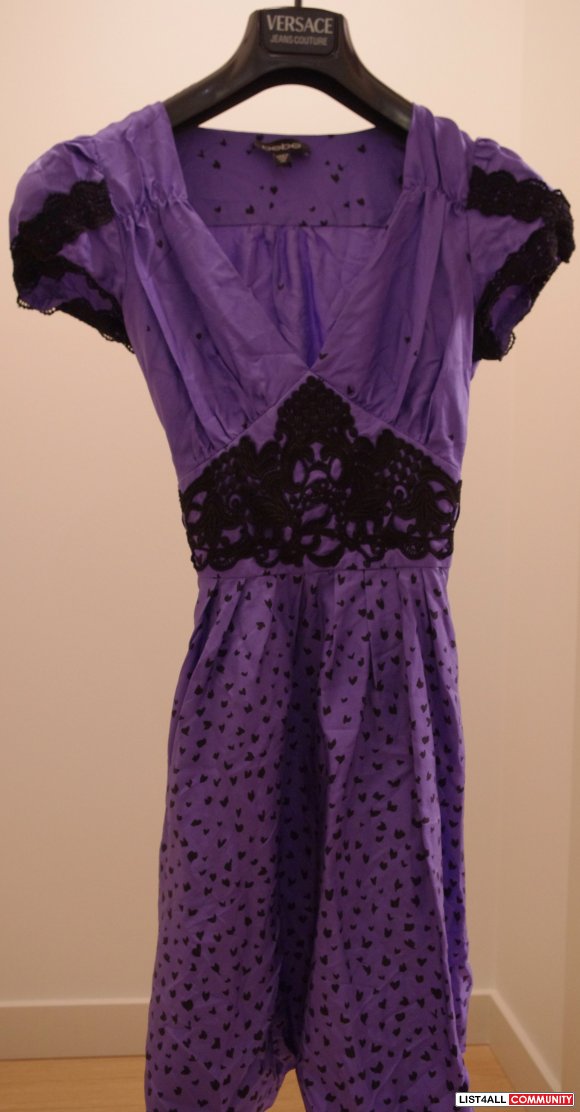 Bebe Purple Heart Mini Dress - Size  Extra Small XS