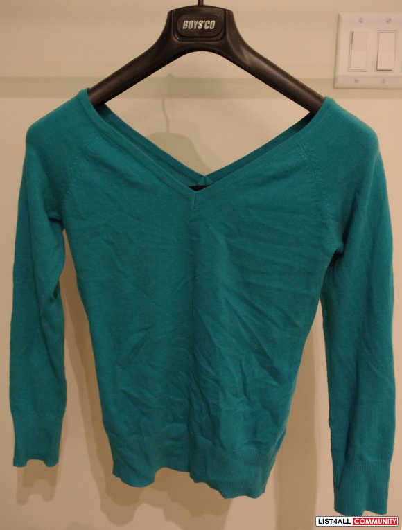 Turquoise V-Neck Sweater - Size Small