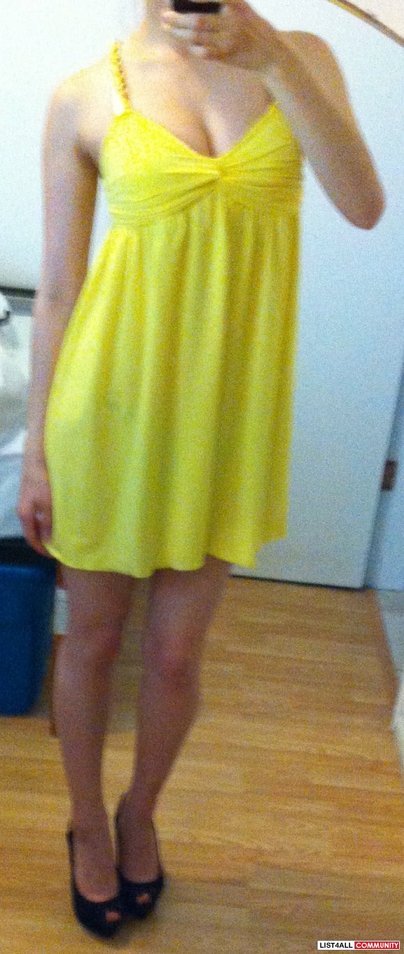 Bright Yellow Babydoll Mini Dress - Size Extra Small XS
