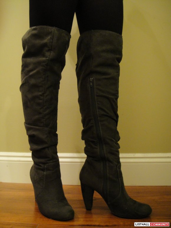 Grey Heeled Boots