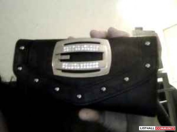 black leather studded wallet by GUESS