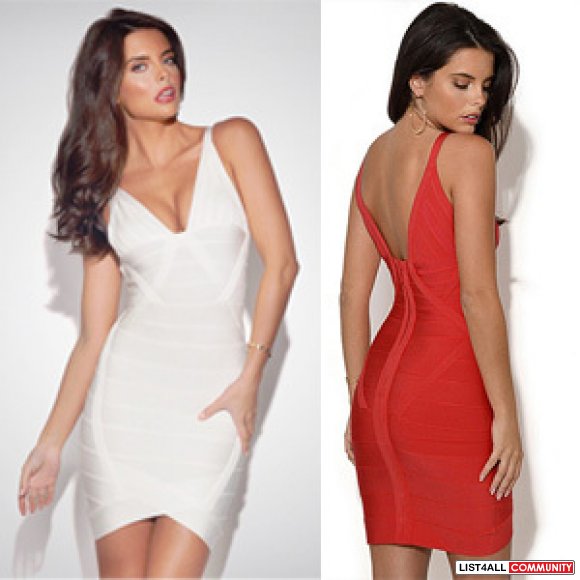 Bandage - Size S - Sexy Deep V Bandage Dress. Avaliable in Red or Whit