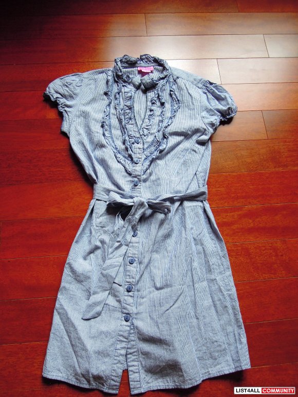 Blue Pinstripe Shirt Dress