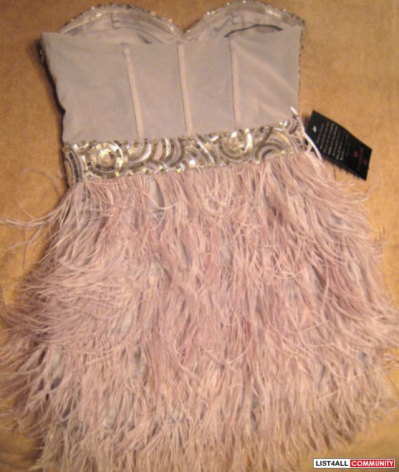 bebe sequin feather dress