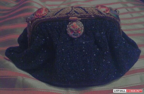 vintage art deco beaded handbag, birks made in france.