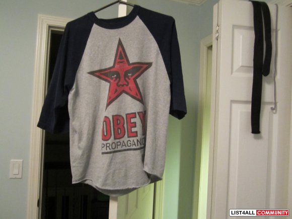 obey "propaganda" basebell t shirt - size large - $15 firm