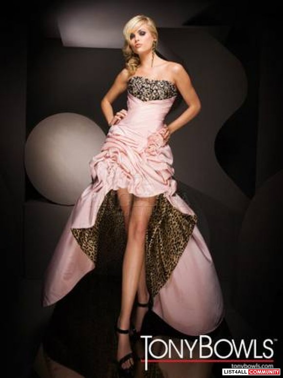 Tony Bowls Pink Leopard Prom Dress $ 450