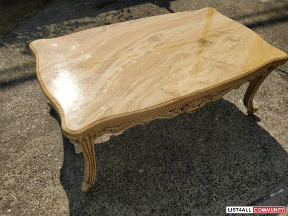 Solid Wood and Real Marble Coffee Table - $650