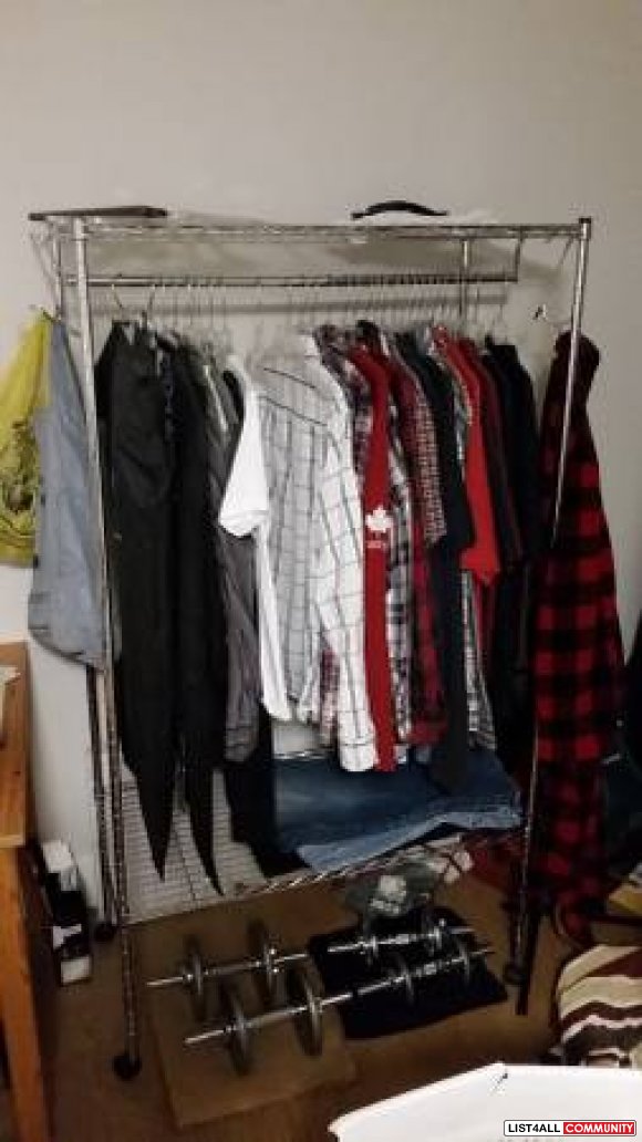 Clothing Rack with upper and lower shelves - $60