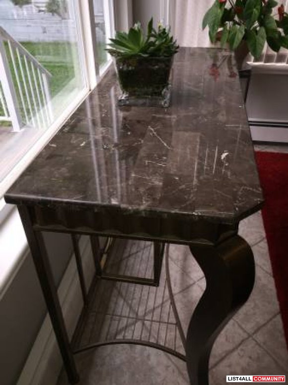 Granite Top Console with Golden Metal Frame - $300