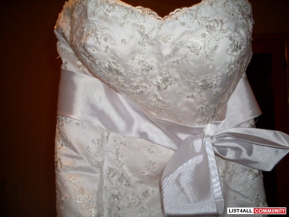 strapless wedding dress white with lace sequin and bead detail
