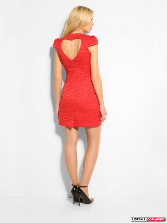 Guess  Red Sweetheart Jacquard Dress