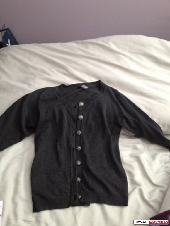 Dark Gray Cardigan Sweater 3/4 Slv