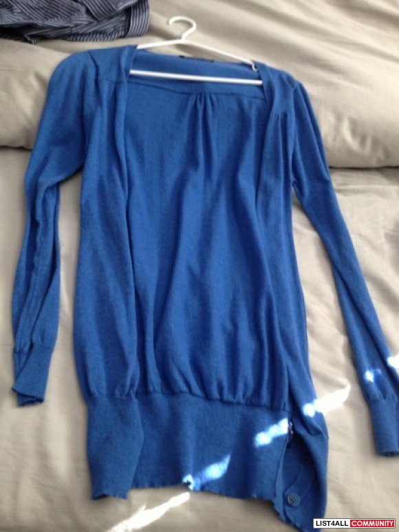 Blue Long Sleeve Extra Long Cardigan