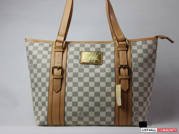 LV White Summer Checkered Bag