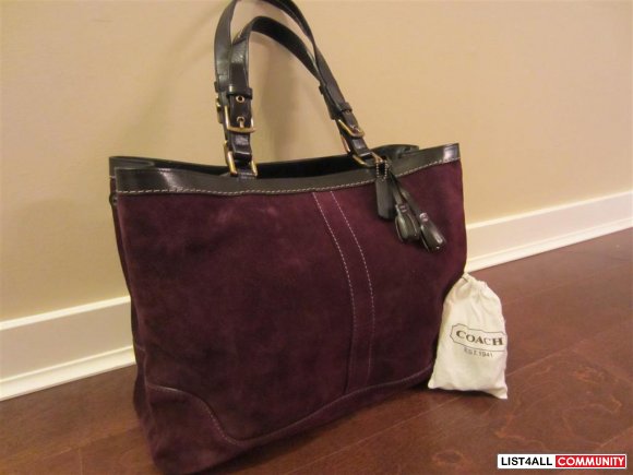 100% Authentic COACH purple suede tote Handbag